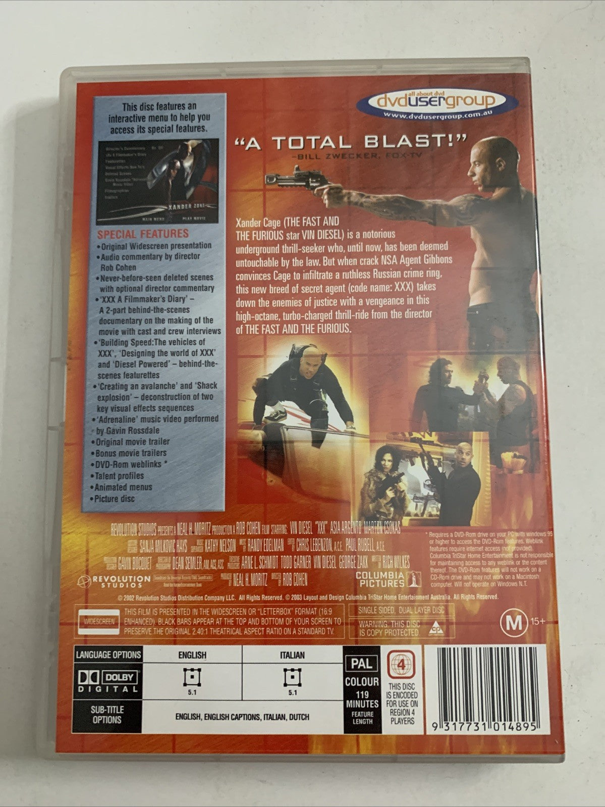 XXX (DVD, 2002) Vin Diesel, Asia Argento  Region 4