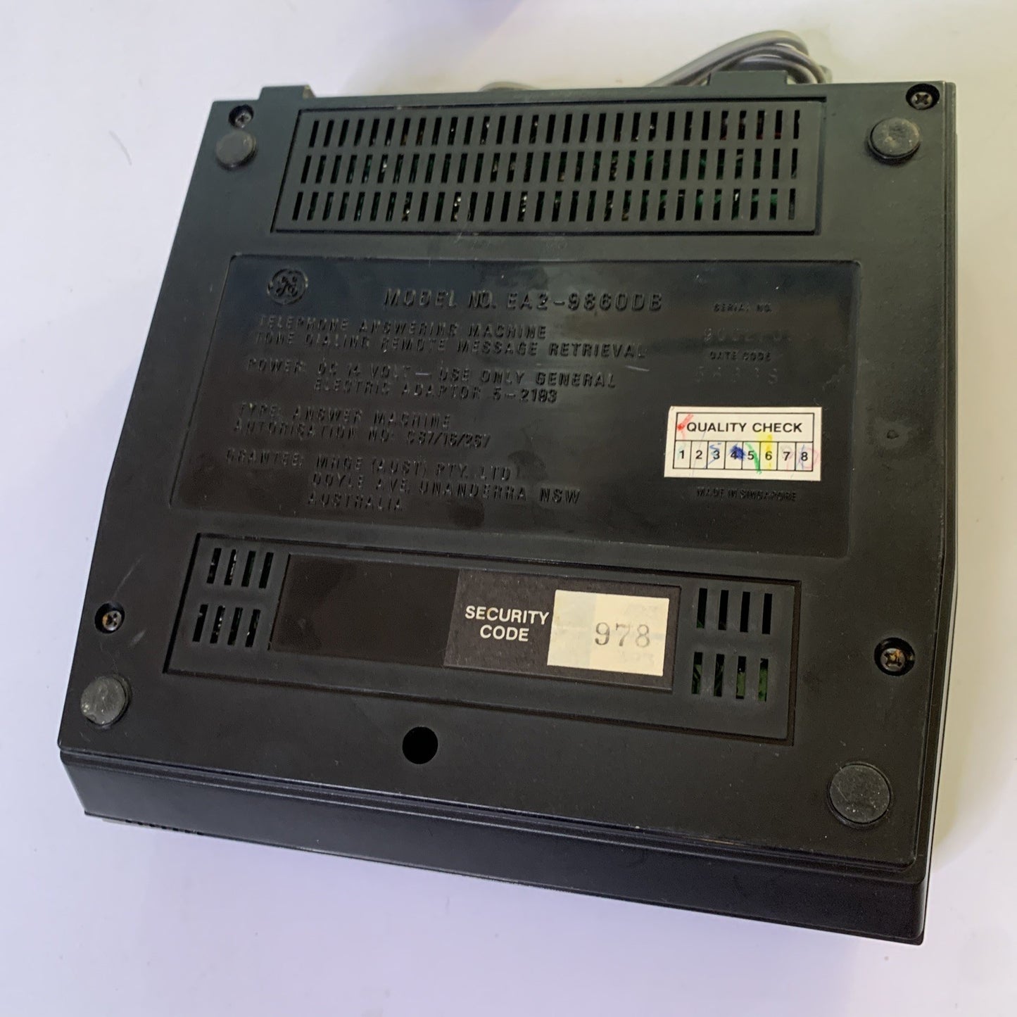 GE General Electric EA2-9860DB Telephone Answering Machine Cassette *For Parts