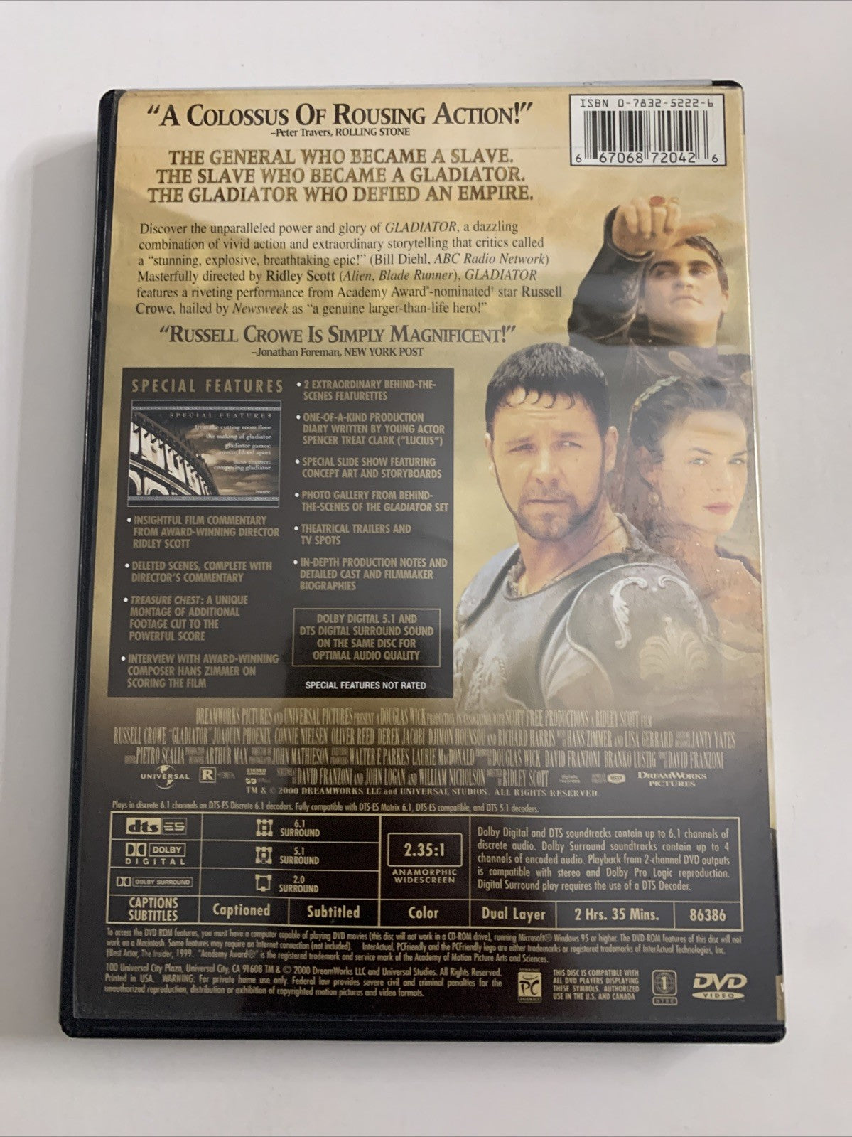 Gladiator : Signature Selection (DVD, 2000, 2-Disc Set) Russell Crowe  Region 1