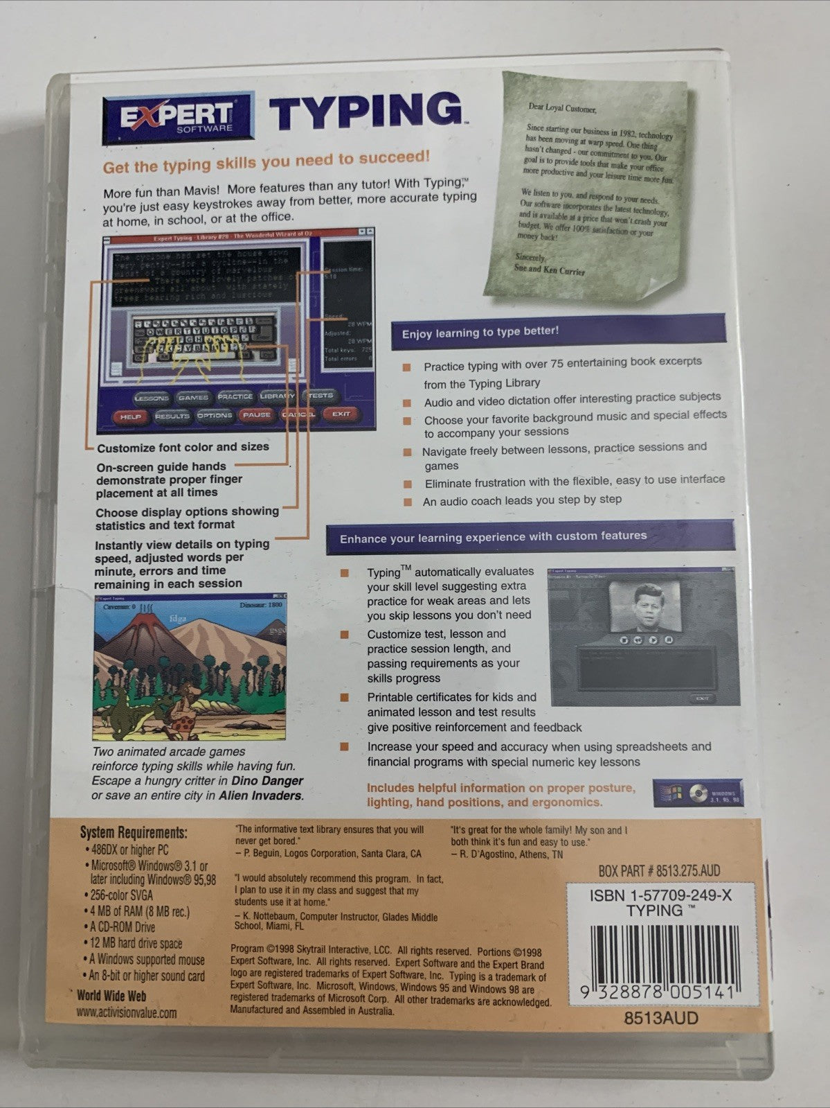 Expert Software Typing PC CD-ROM for Windows 3.1 95 98