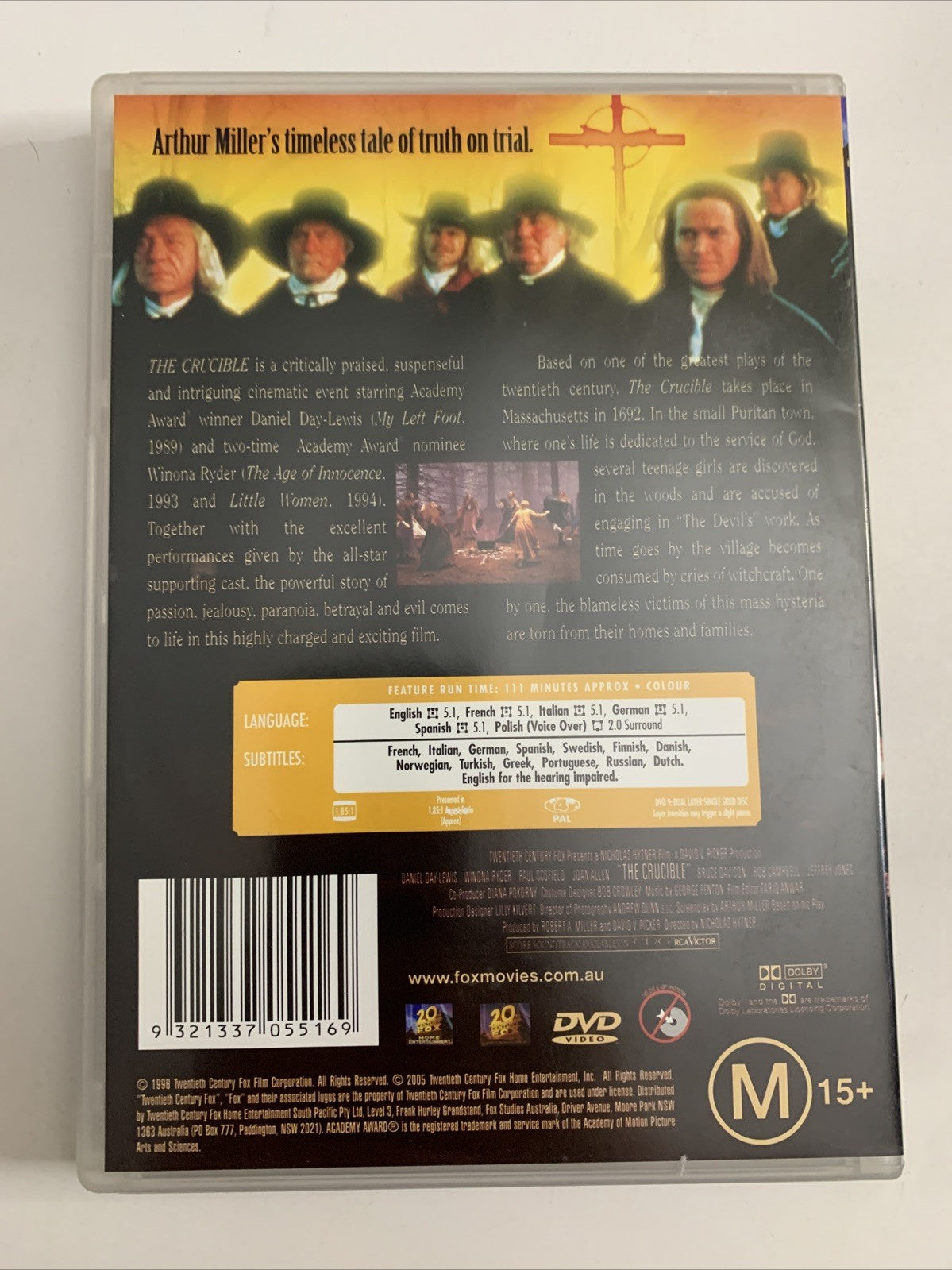 The Crucible (DVD, 1996) Daniel Day-Lewis, Winona Ryder  Region 4