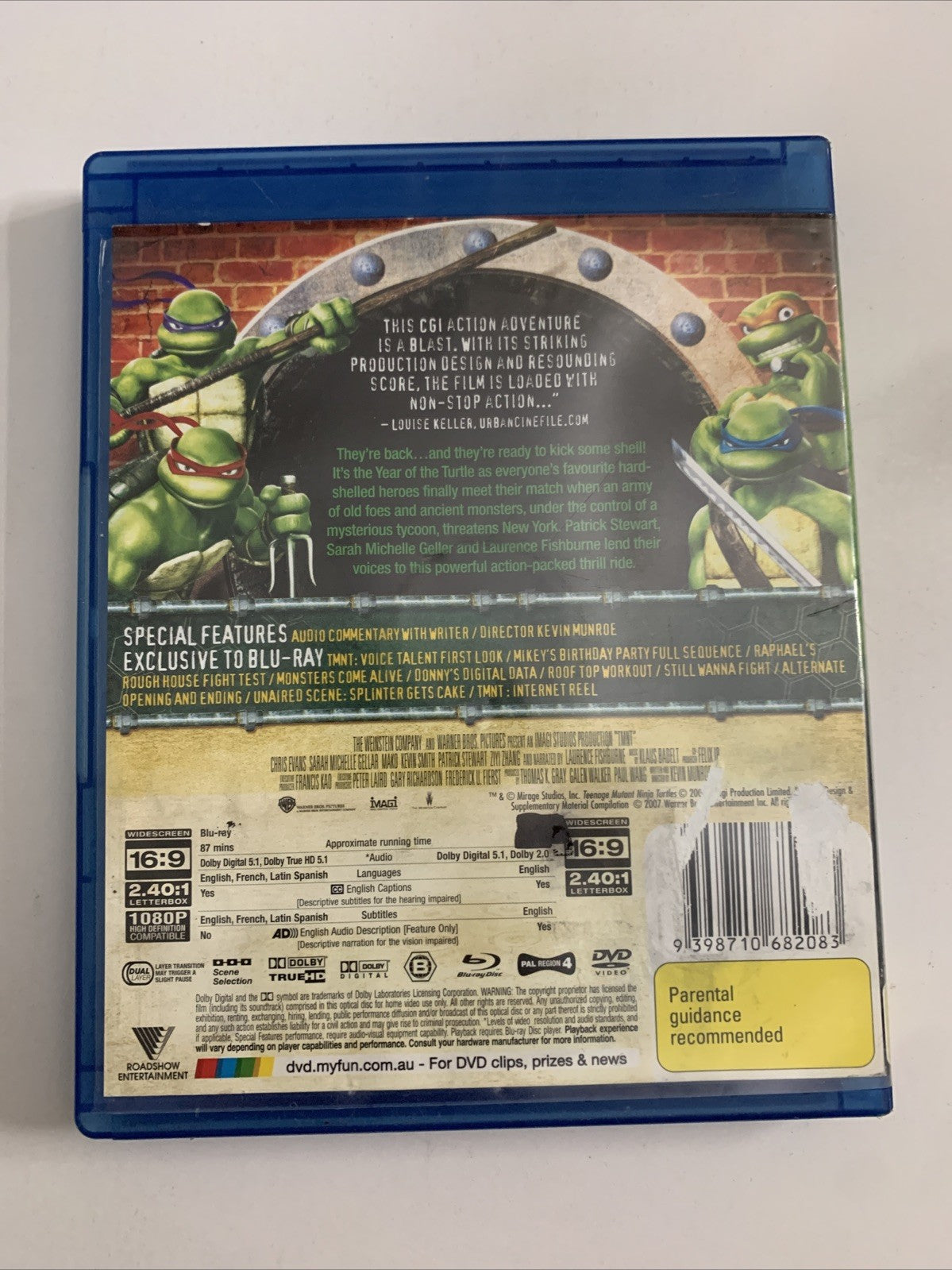 TMNT Teenage Mutant Ninja Turtles (Blu-ray, 2007) Animated Movie Region B