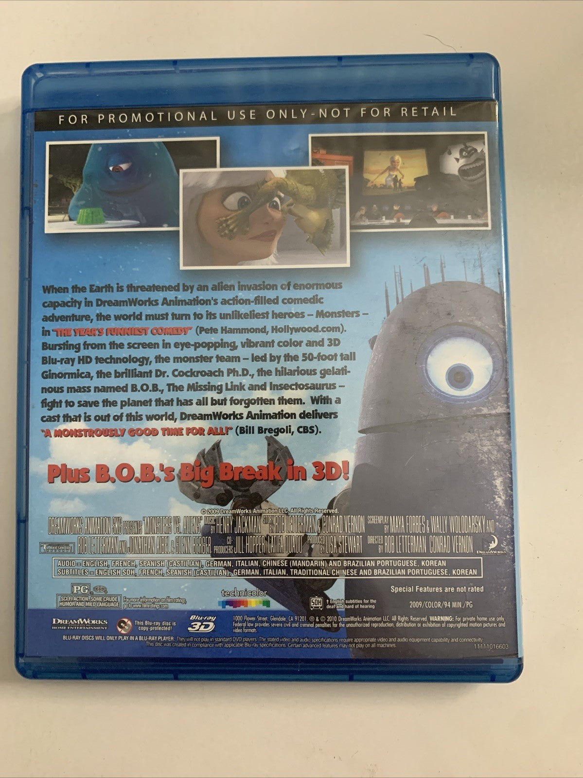 Monsters Vs Aliens 3D (Blu-ray, 2009)