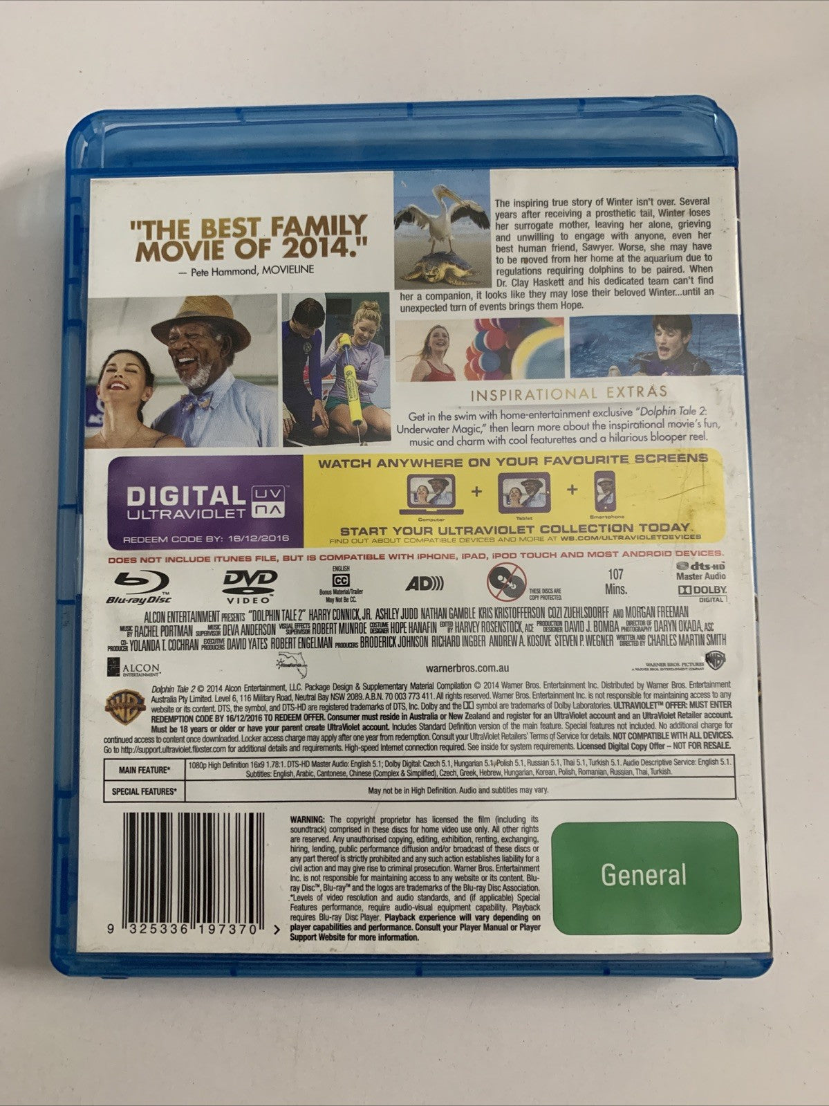 Dolphin Tale 2  (Blu-ray, 2014) Ashley Judd, Morgan Freeman Region B