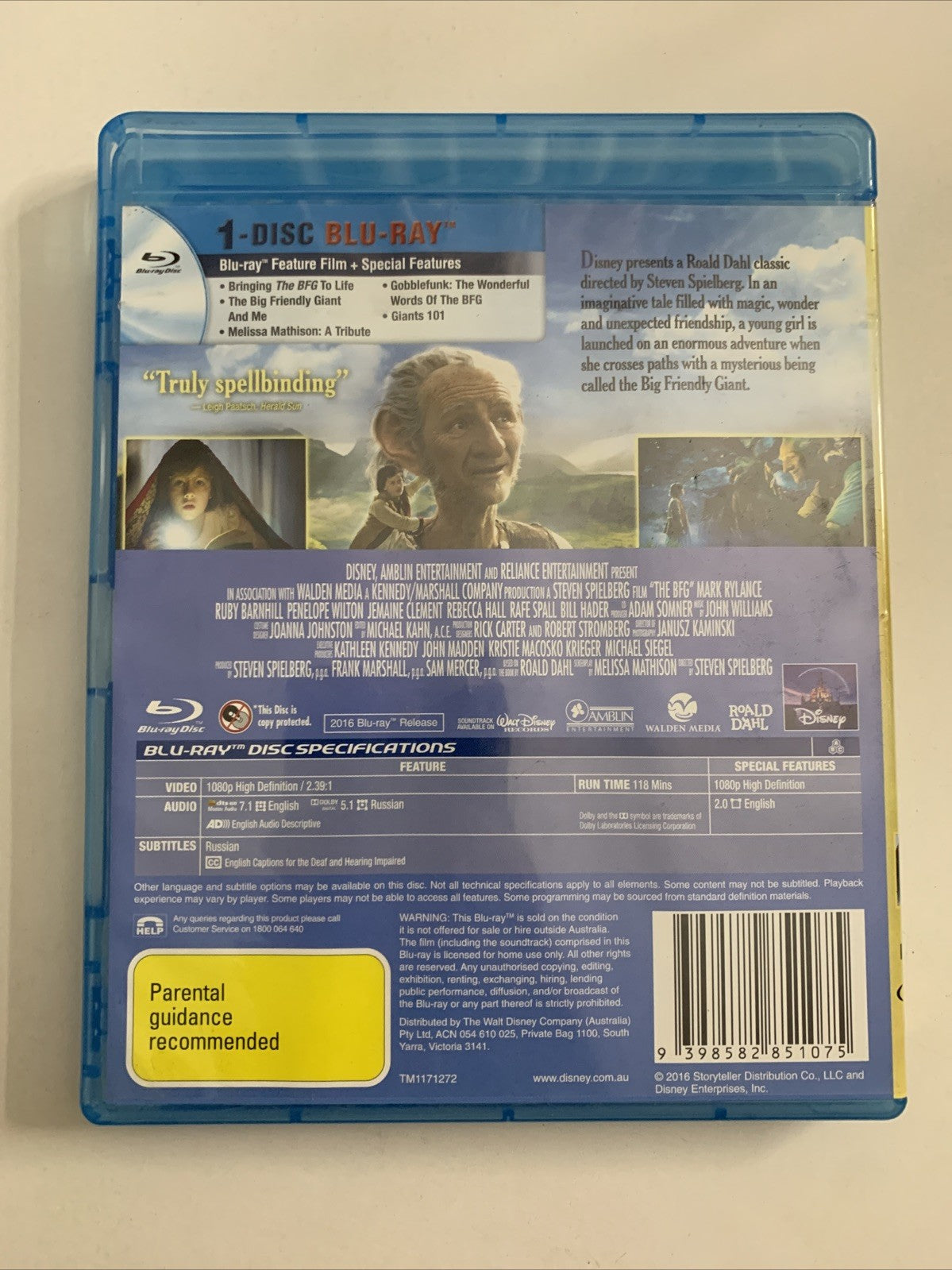 The BFG Big Friendly Giant (Blu-ray, 2016) Steven Spielberg Animated Film