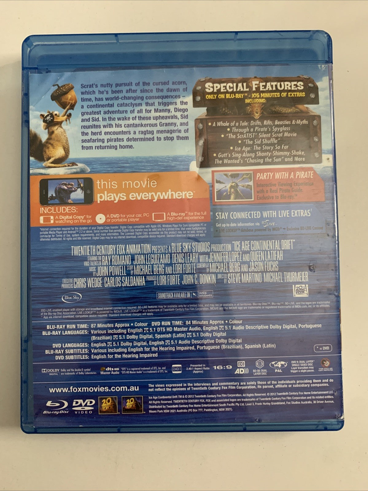 Ice Age 4: Continental Drift (Blu-ray, 2012) Region B
