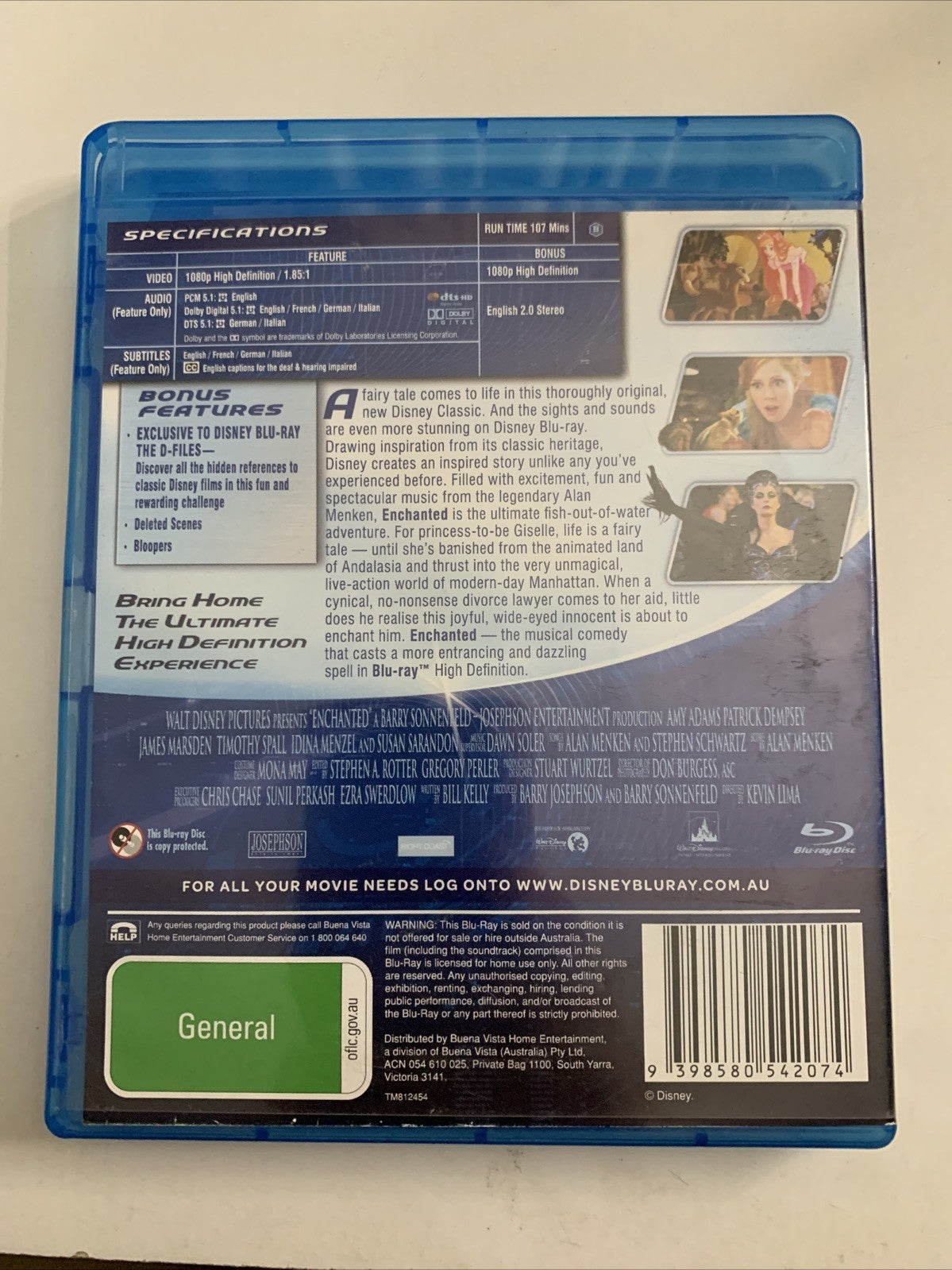 Enchanted (Blu-ray, 2007) Amy Adams Disney Film Region B