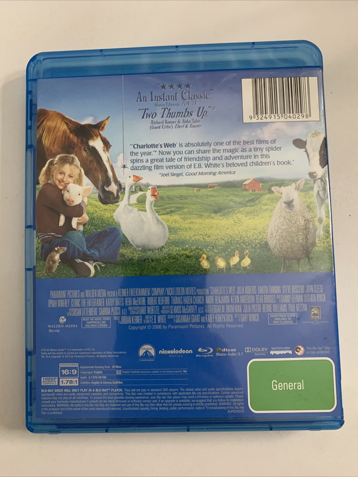 Charlotte's Web (Blu-ray, 2006) Dakota Fanning, Julia Roberts