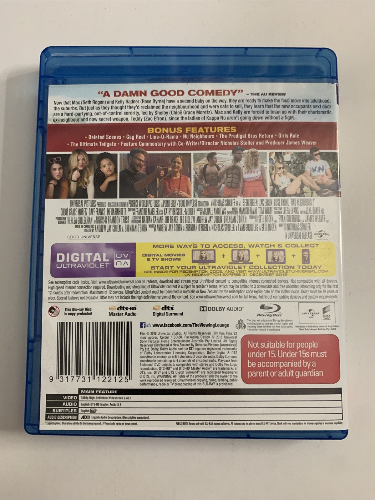 Bad Neighbours 2 (Blu-ray, 2016) Rose Byrne, Seth Rogen, Zac Efron  Region B