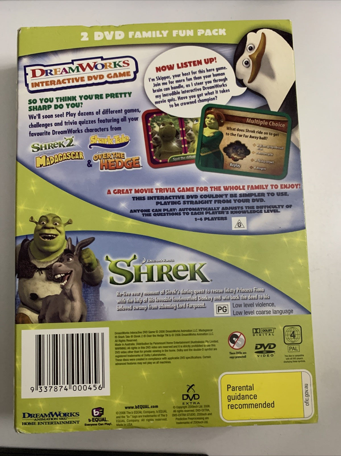 Shrek Dreamworks Interactive DVD Game (DVD, 2001) Region 4