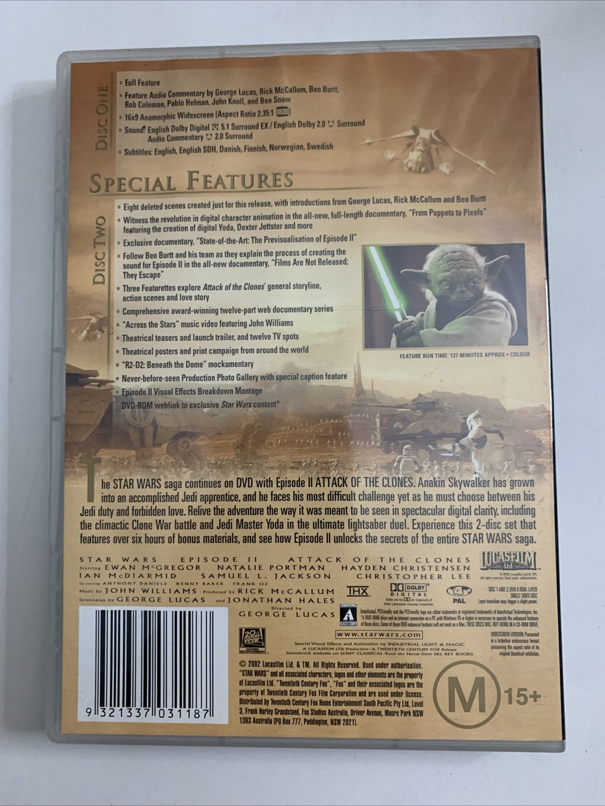 Star Wars Episode II: Attack Of The Clones  (DVD, 2001) Region 4