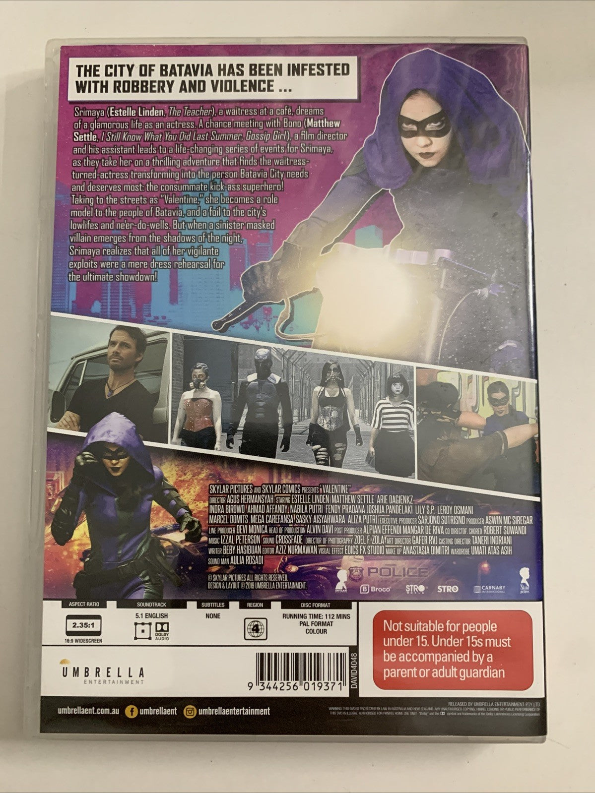 Valentine The Dark Avenger (DVD, 2017) Arie Dagienkz, Estelle Linden Region 4