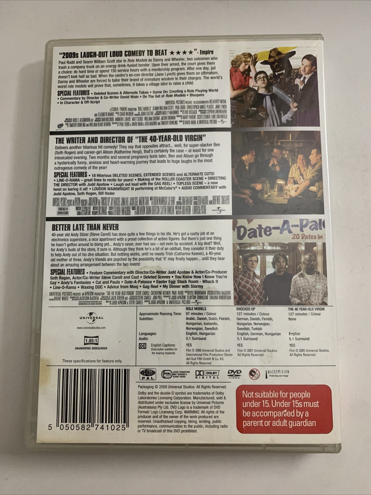 Role Models / Knocked Up / The 40 Year Old Virgin (DVD) Region 4 &2