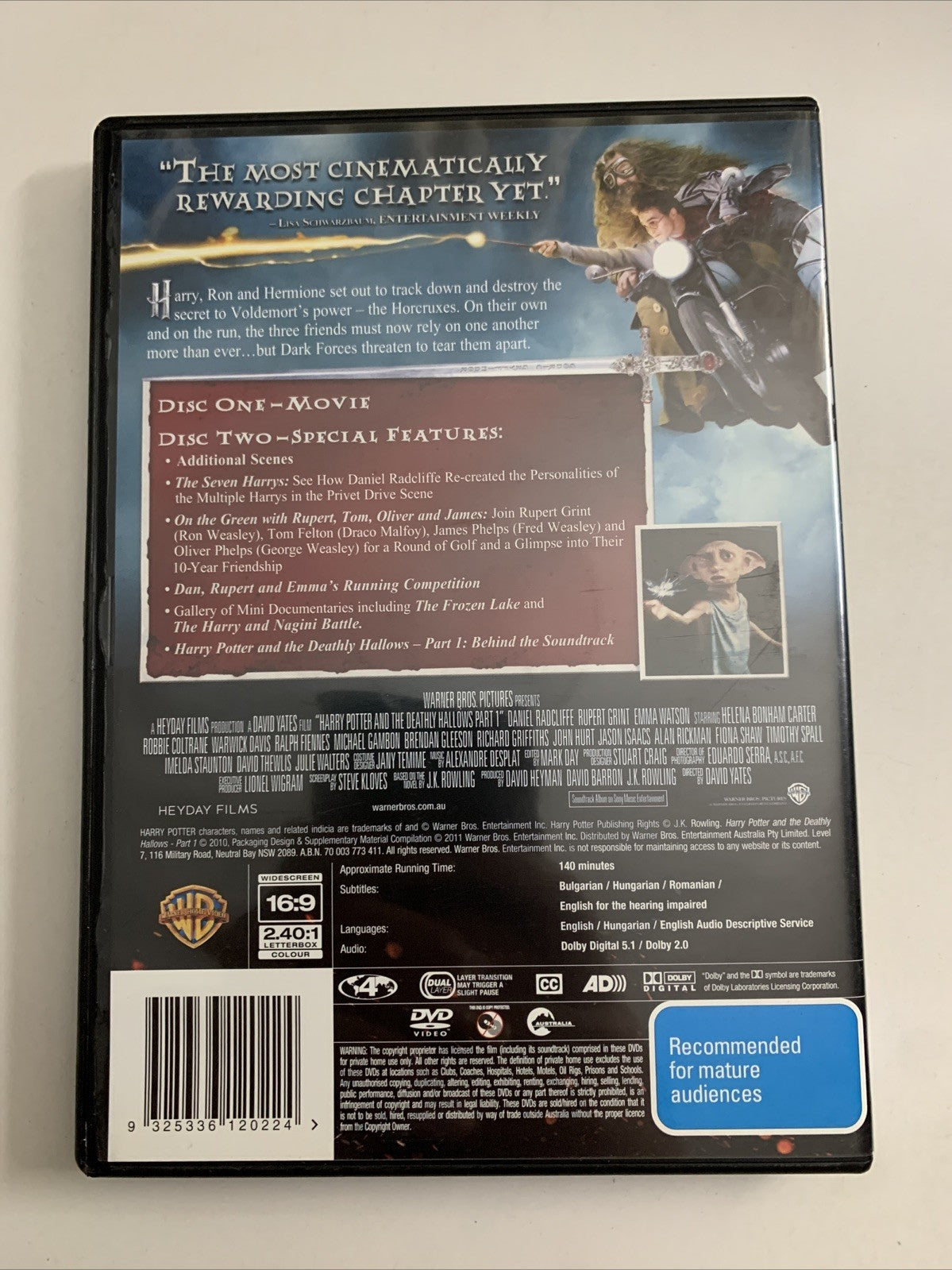 Harry Potter And The Deathly Hallows : Part 1 (DVD, 2010) Region 4