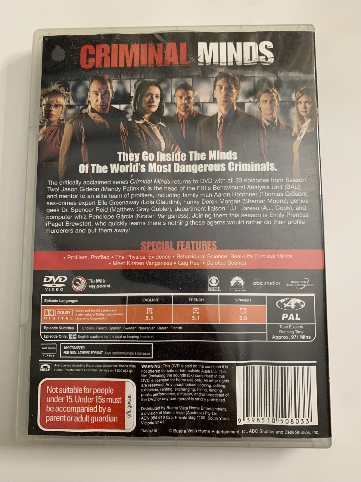 Criminal Minds : Season 2 (DVD, 2006) Region 4