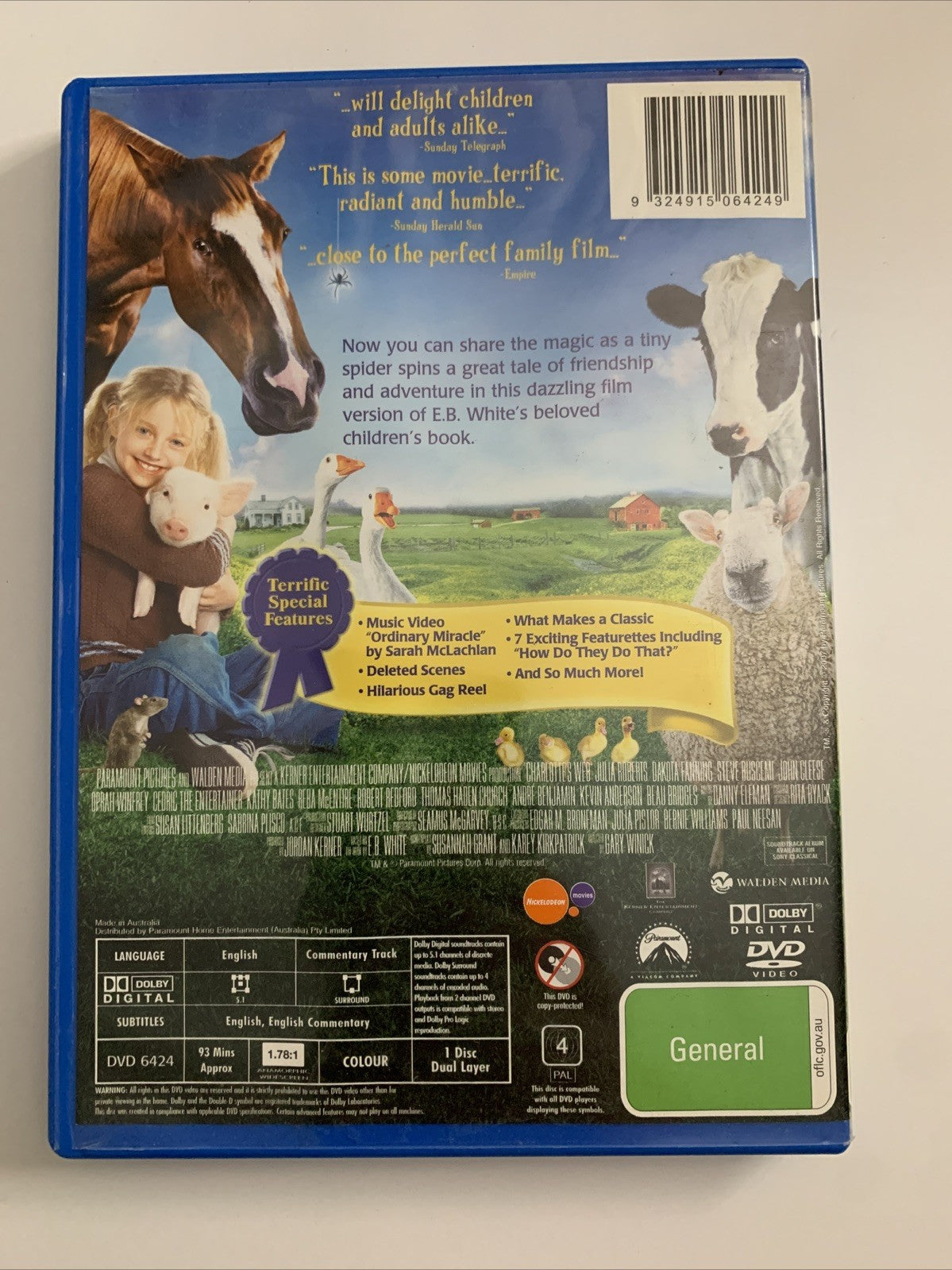 Charlotte's Web (DVD, 2006) Dakota Fanning, Julia Roberts Region 4