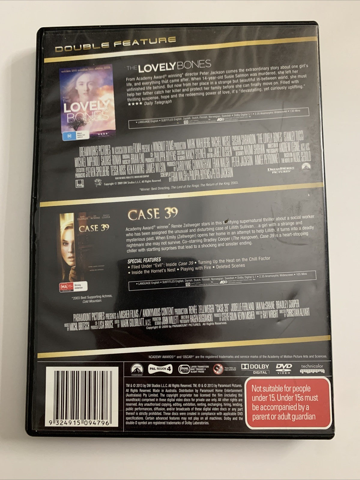 The Lovely Bones / Case 39 (DVD, 2013) Region 4