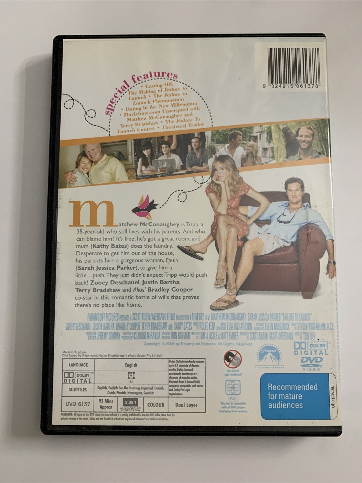 Failure To Launch (DVD, 2006) Sarah Jessica Parker, Matthew McConaughey Region 4