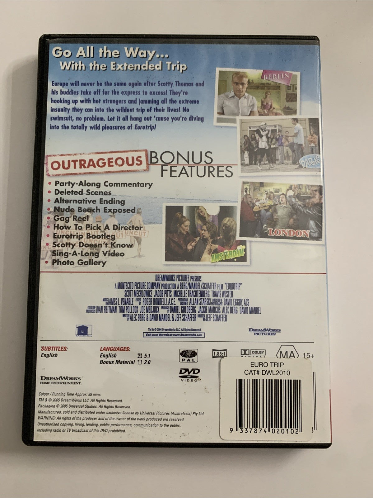 Eurotrip Uncut (DVD, 2004) Jacob Pitts, Kristin Kreuk  Region 4 &2