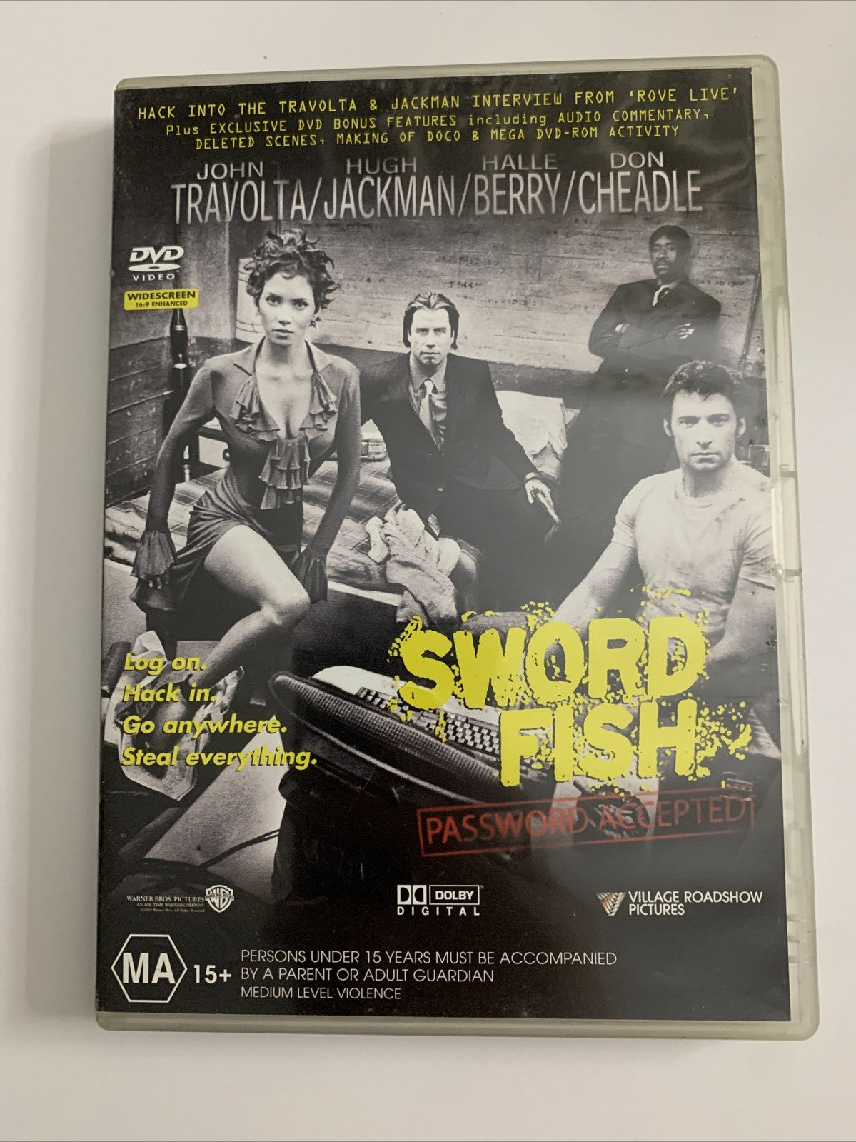 Swordfish (DVD, 2001) Don Cheadle, Hugh Jackman, John Travolta Region 4