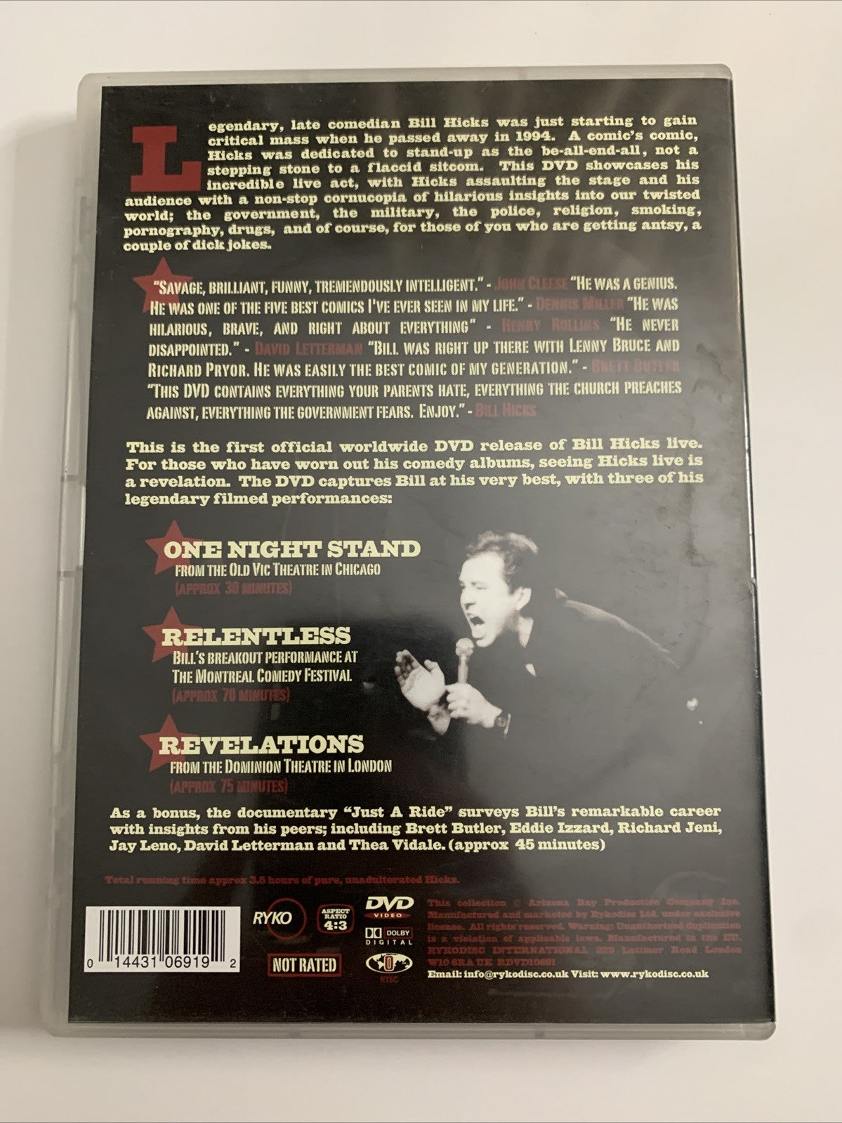 Bill Hicks Live (DVD) Stand Up Comedy All Regions