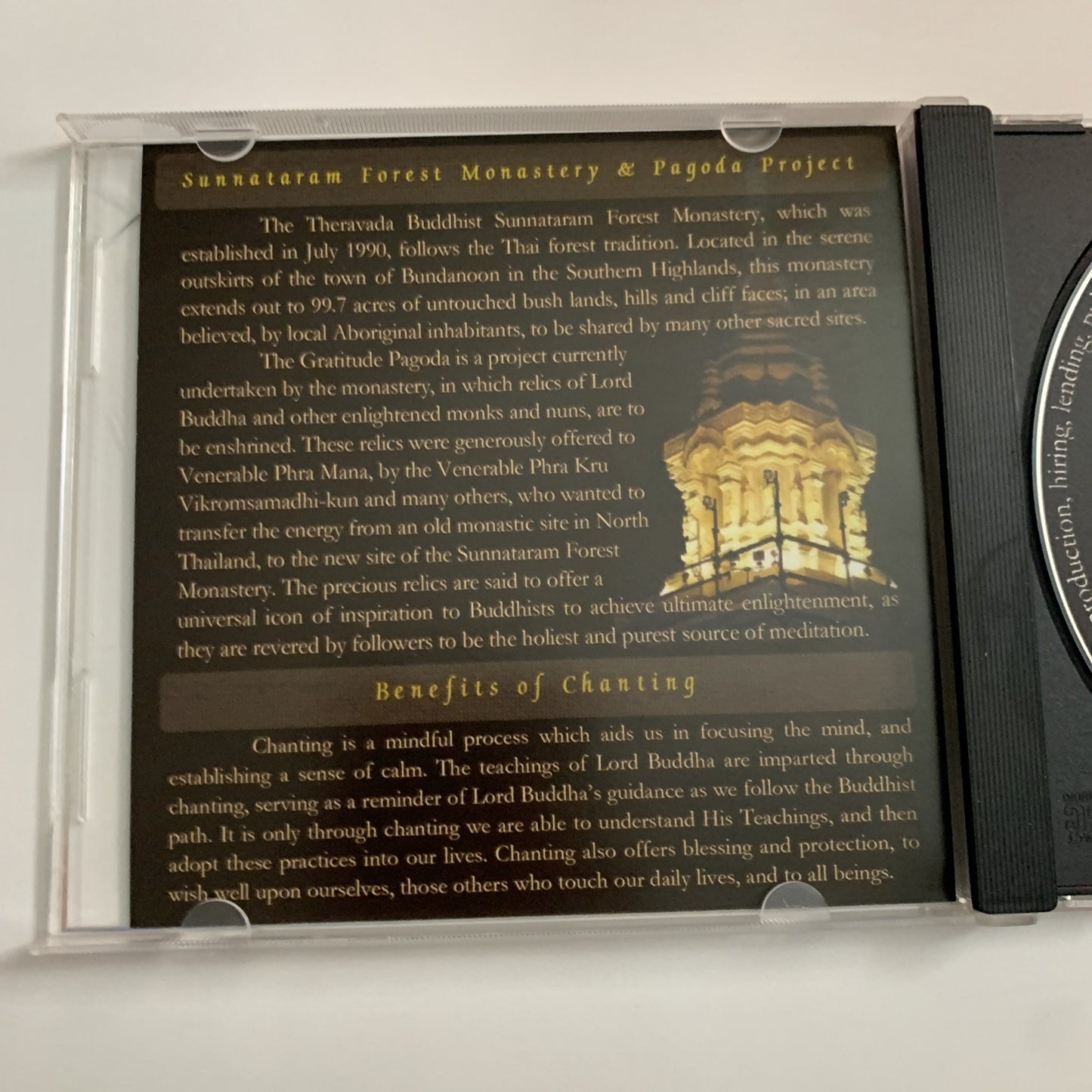 Buddhist Chanting For Blessings Meditation & Protection (CD) Sunnataram Forest