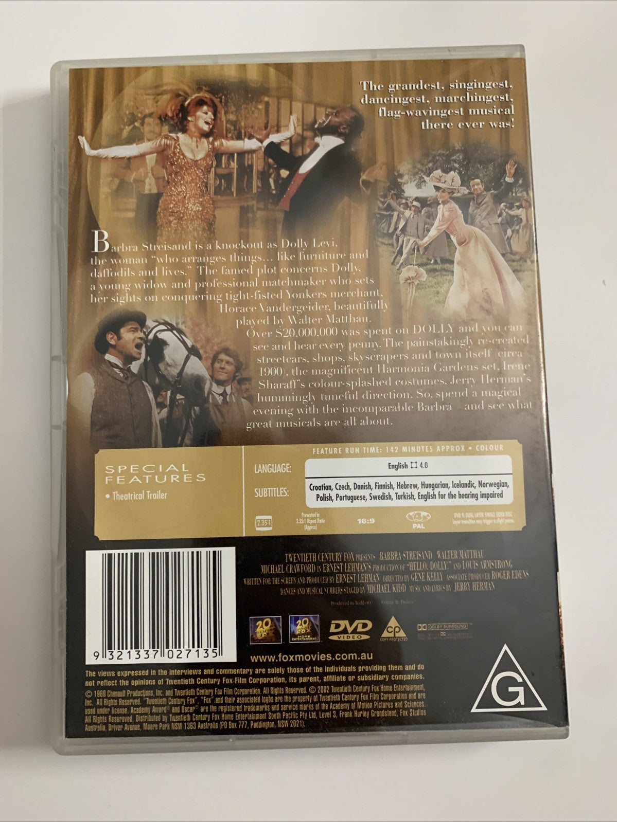Hello Dolly (DVD,1969) Louis Armstrong, Barbra Streisand, Walter Matthau Region4