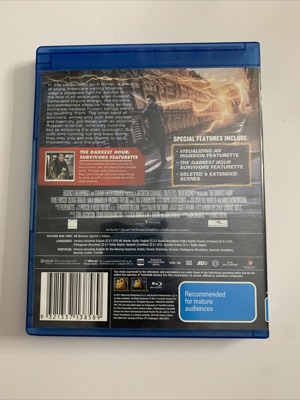 The Darkest Hour (Blu-ray, 2011)  Emile Hirsch, Olivia Thirlby Region B