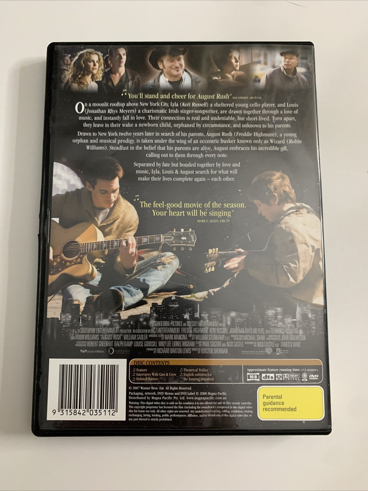August Rush (DVD, 2007) Jonathan Rhys Myers, Robin Williams Region 4