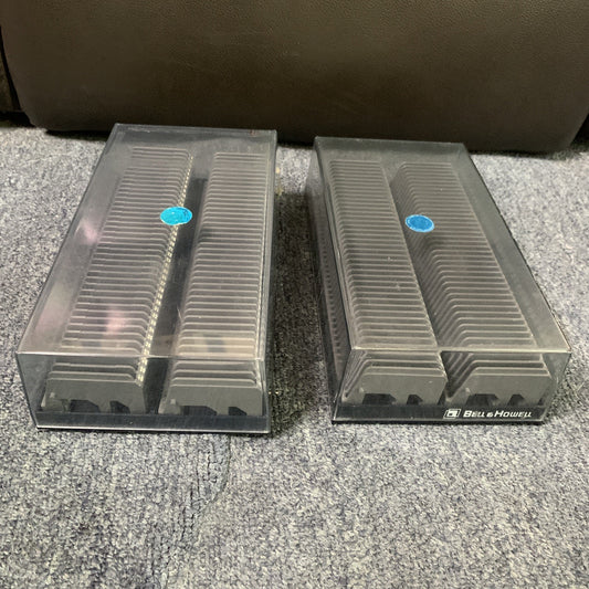 2x Bell & Howell 35mm Slide Film Storage Cases 80 Slot Holders Vintage