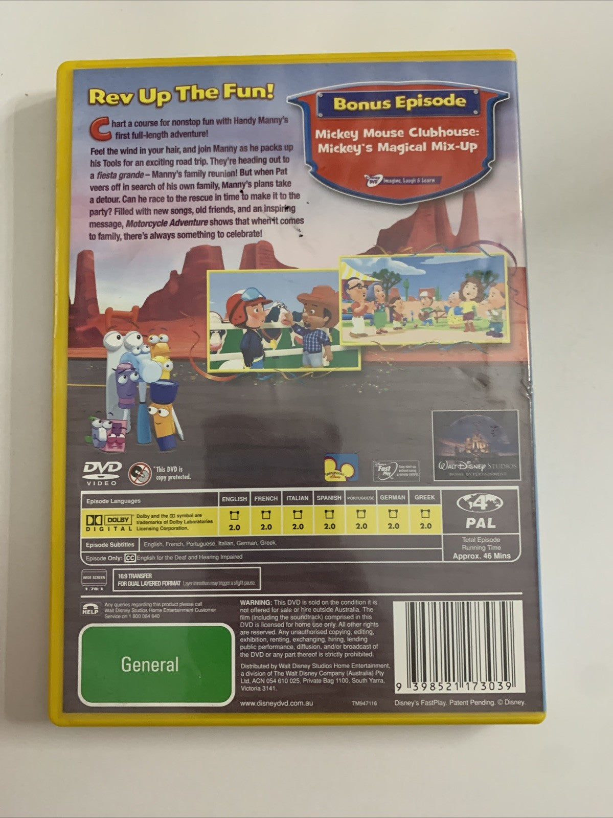 Handy Manny : Manny's Motorcycle Adventure (DVD, 2010) Disney Animation Region 4