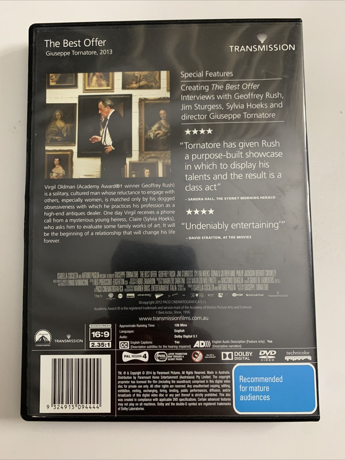 The Best Offer (DVD, 2013) Geoffrey Rush Region 4