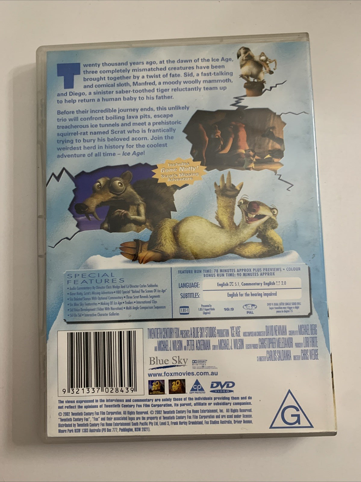 Ice Age (DVD, 2001) Animated Film Region 4