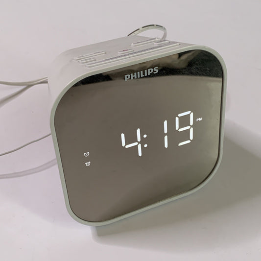 Philips Alarm Clock FM Radio Dual Timer LED Digital Display USB Charger White