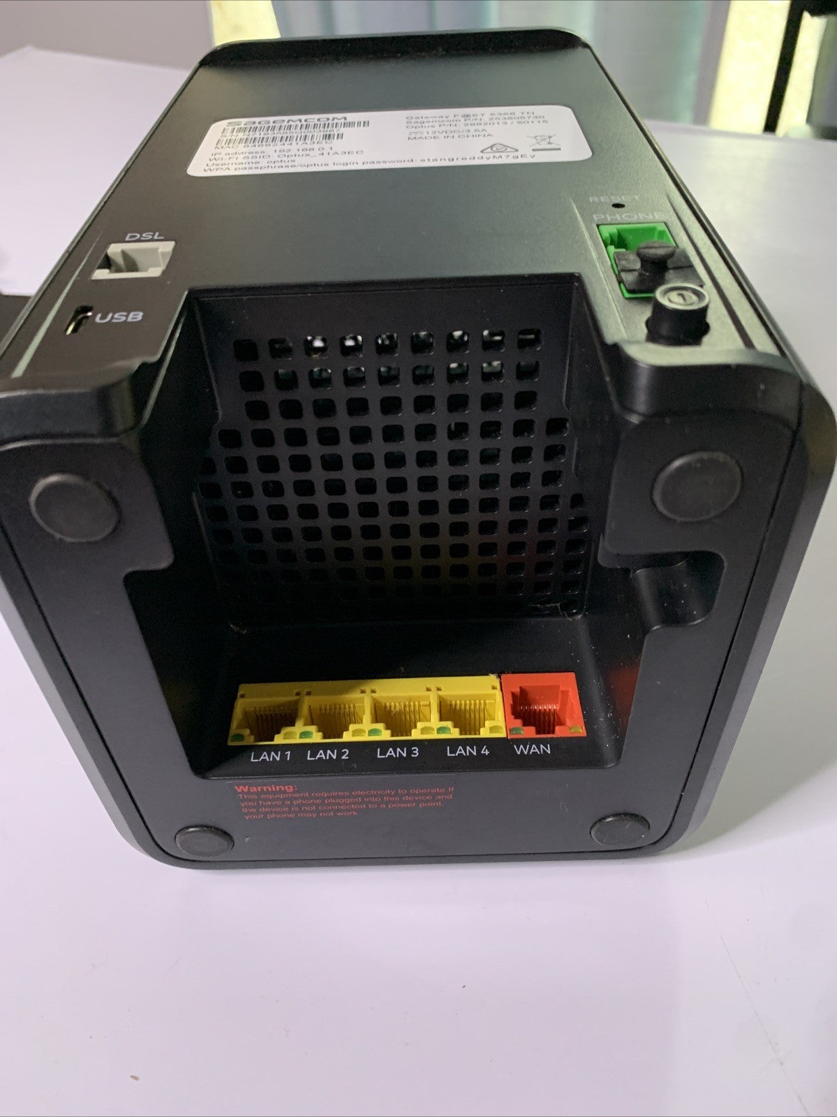 Optus Sagemcom Gateway Fast 5366 TN WiFi Wireless Modem Router VoIP