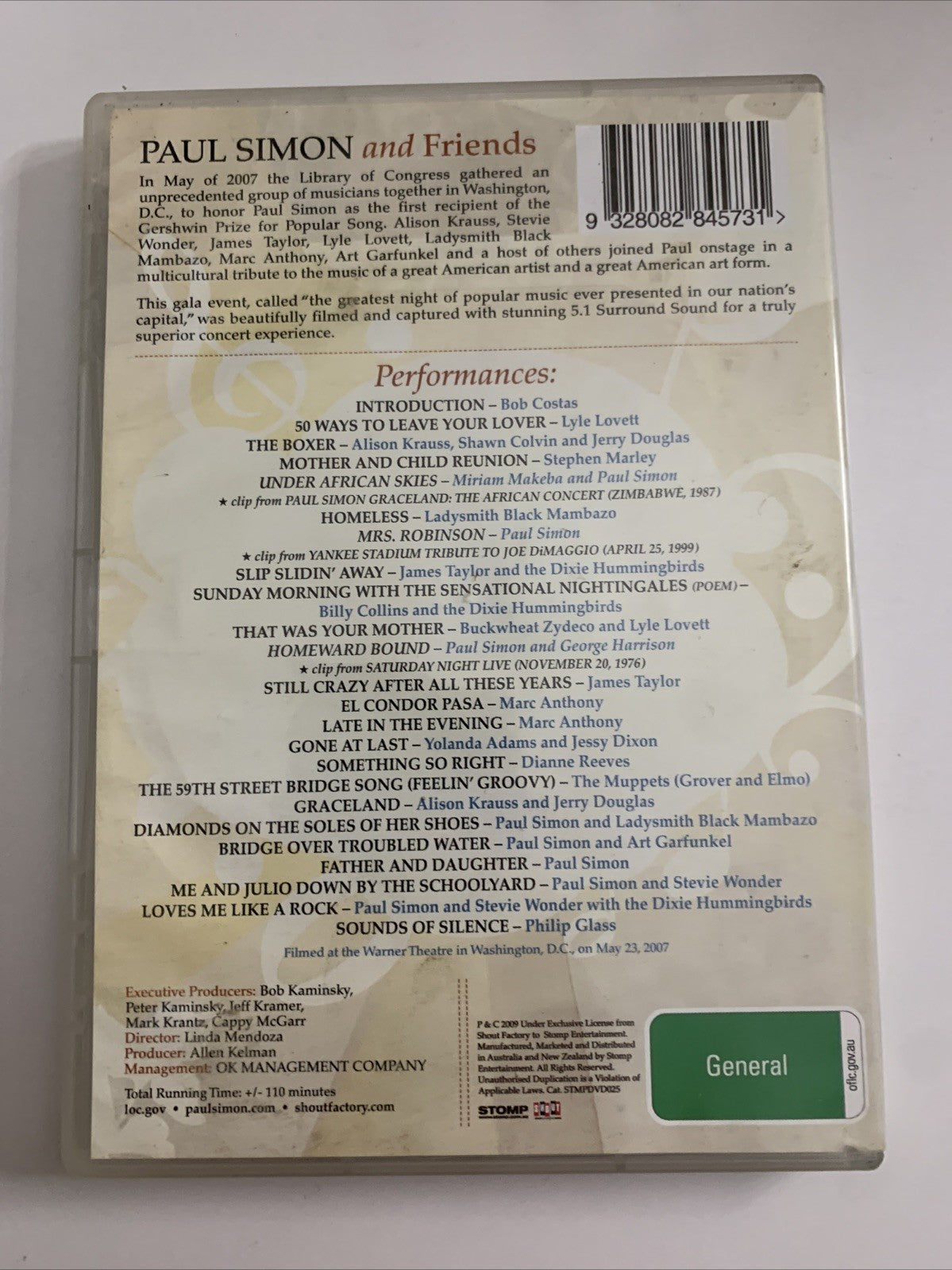 Paul Simon And Friends: The Library of Congress Gershwin Prize (DVD, 2009)