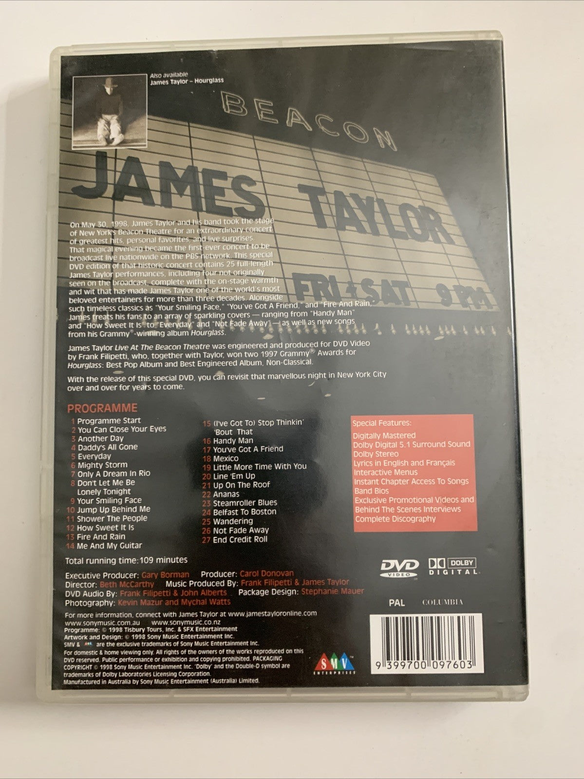 James Taylor – Live At The Beacon Theatre (DVD, 1998) All Regions
