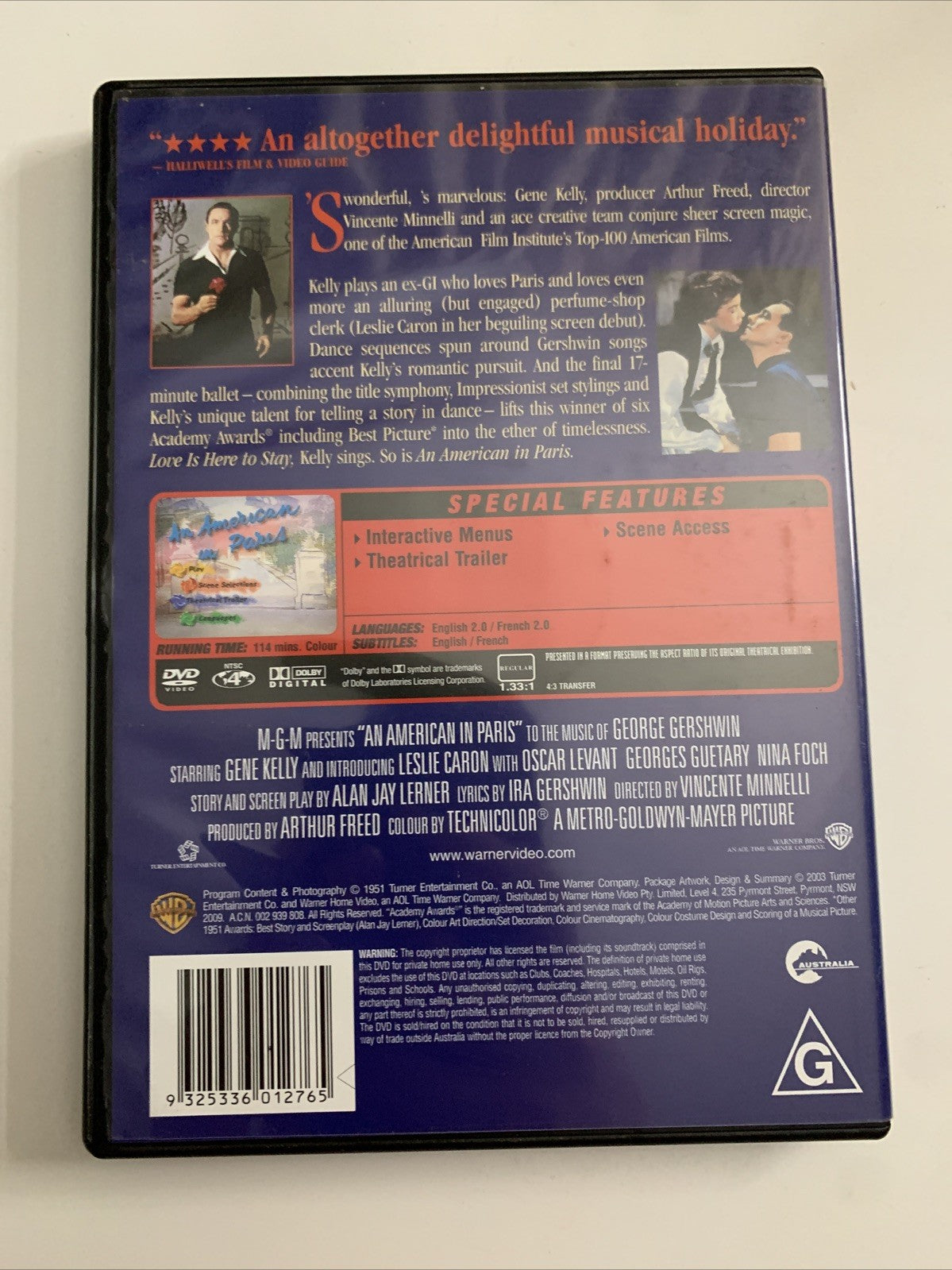 An American In Paris (DVD, 1951) Gene Kelly, Oscar Levant, Leslie Caron Region 4