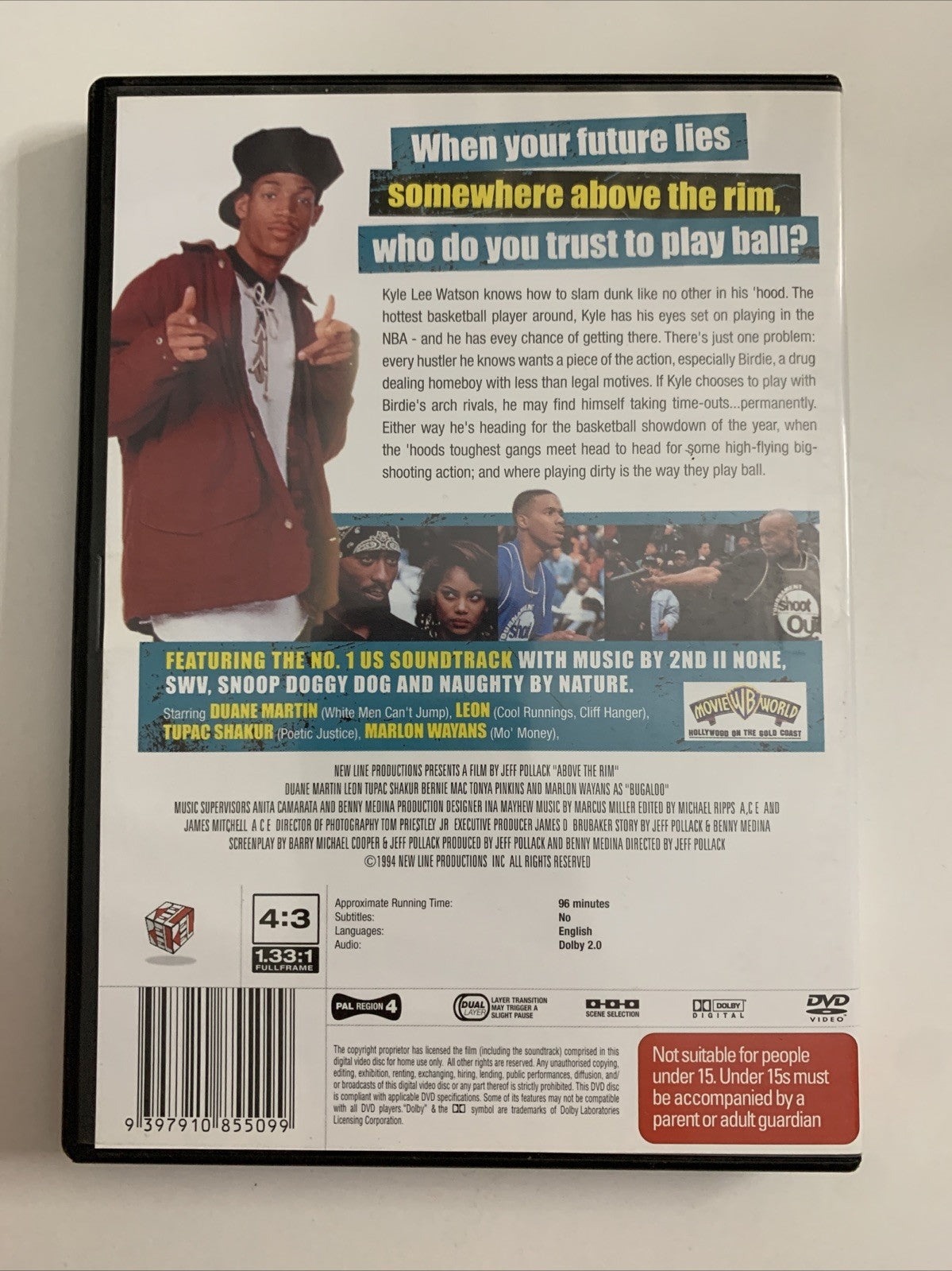 Above The Rim (DVD, 1994) Tupac Shakur, Marlon Wayans, Duane Martin  Region 4