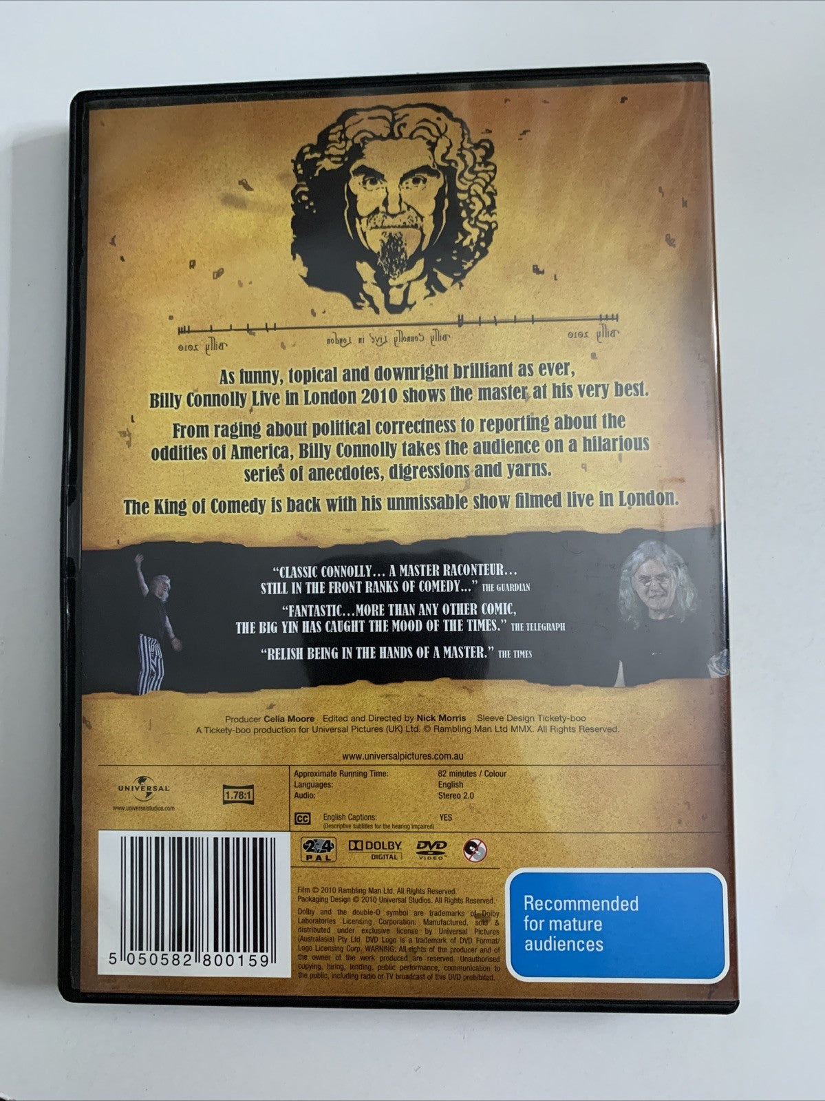 Billy Connolly : Live In London 2010 (DVD, 2010) Region 4 &2