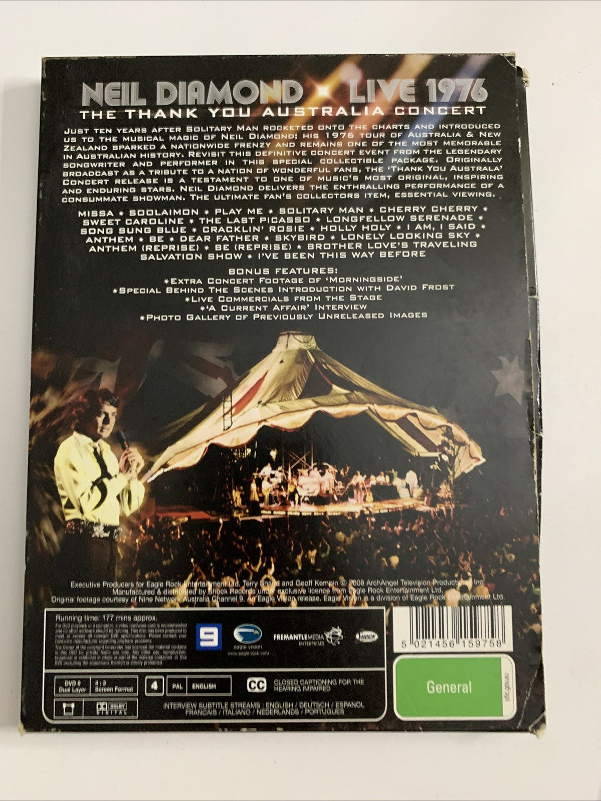Neil Diamond : The Thank You Australia Concert Live 1976 Sydney (DVD) Region 4