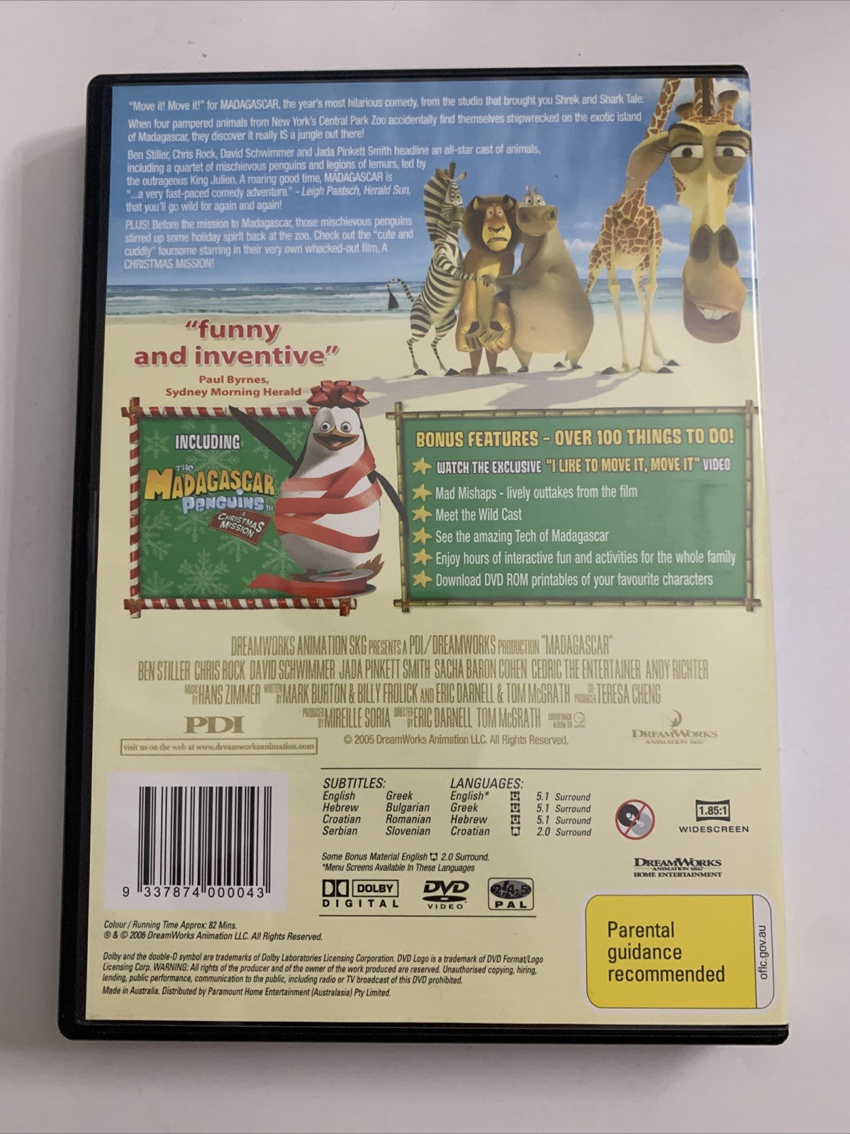 Madagascar (DVD, 2005) Dreamworks Animated Film Region 4