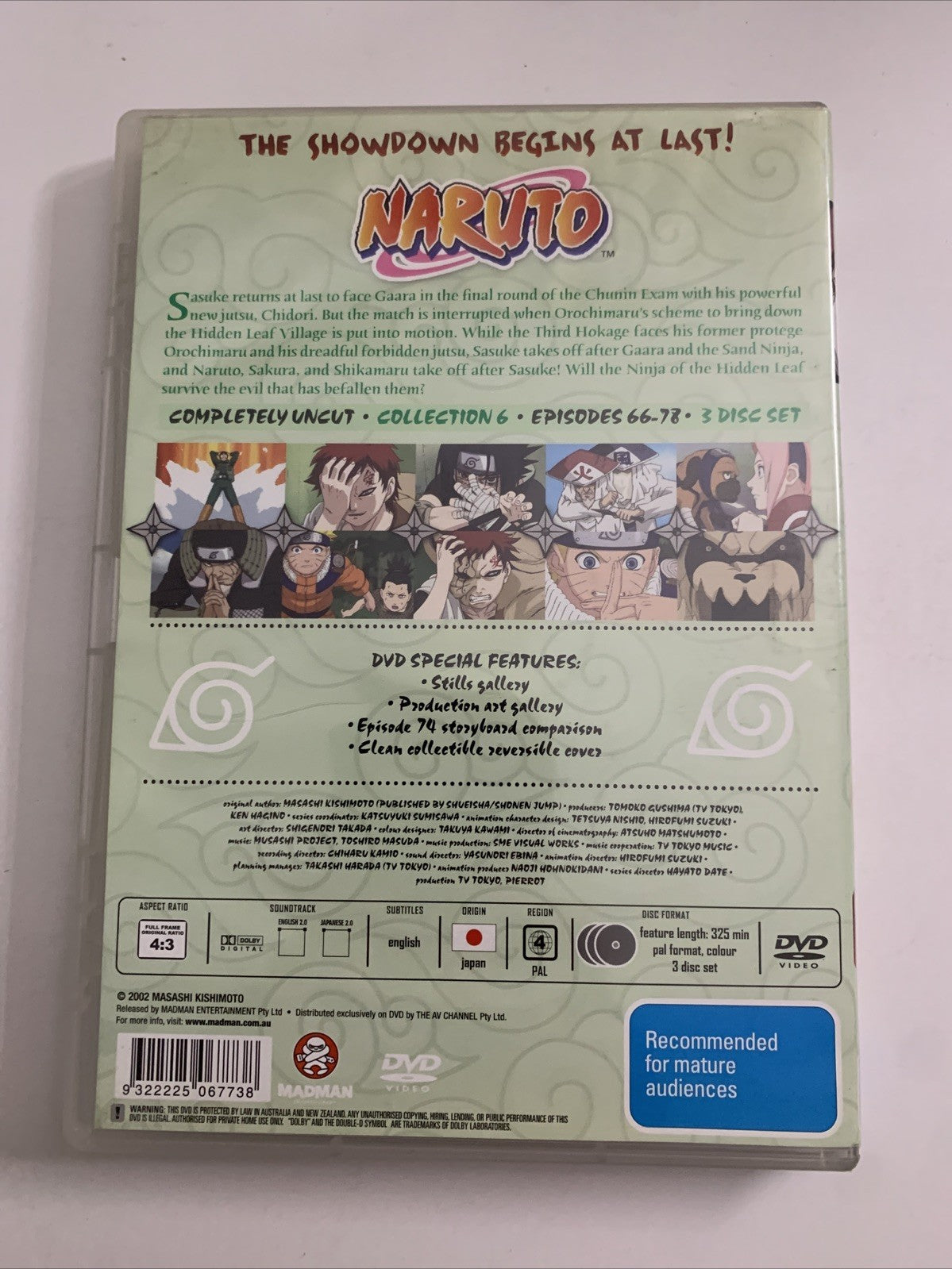 Naruto : Collection 6 Uncut (DVD, 2004, 3-Disc) Anime Region 4