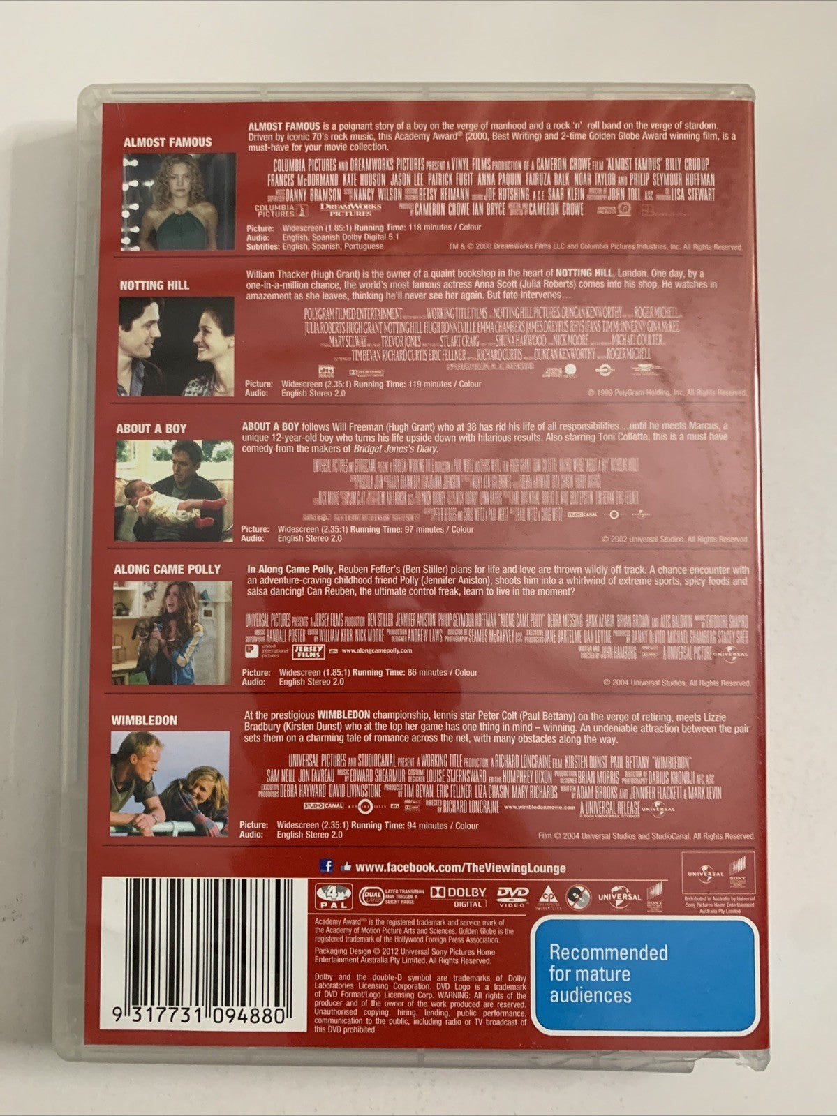 Almost Famous / Notting Hill / About A Boy / Along Came Polly / Wimbledon (DVD)