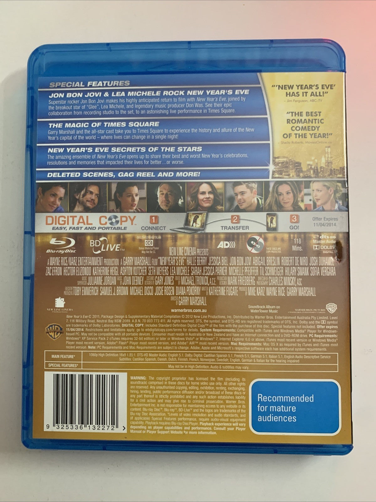 New Year's Eve (Blu-ray + DVD, 2011) Jon Bon Jovi, Lea Michele  Region B &4