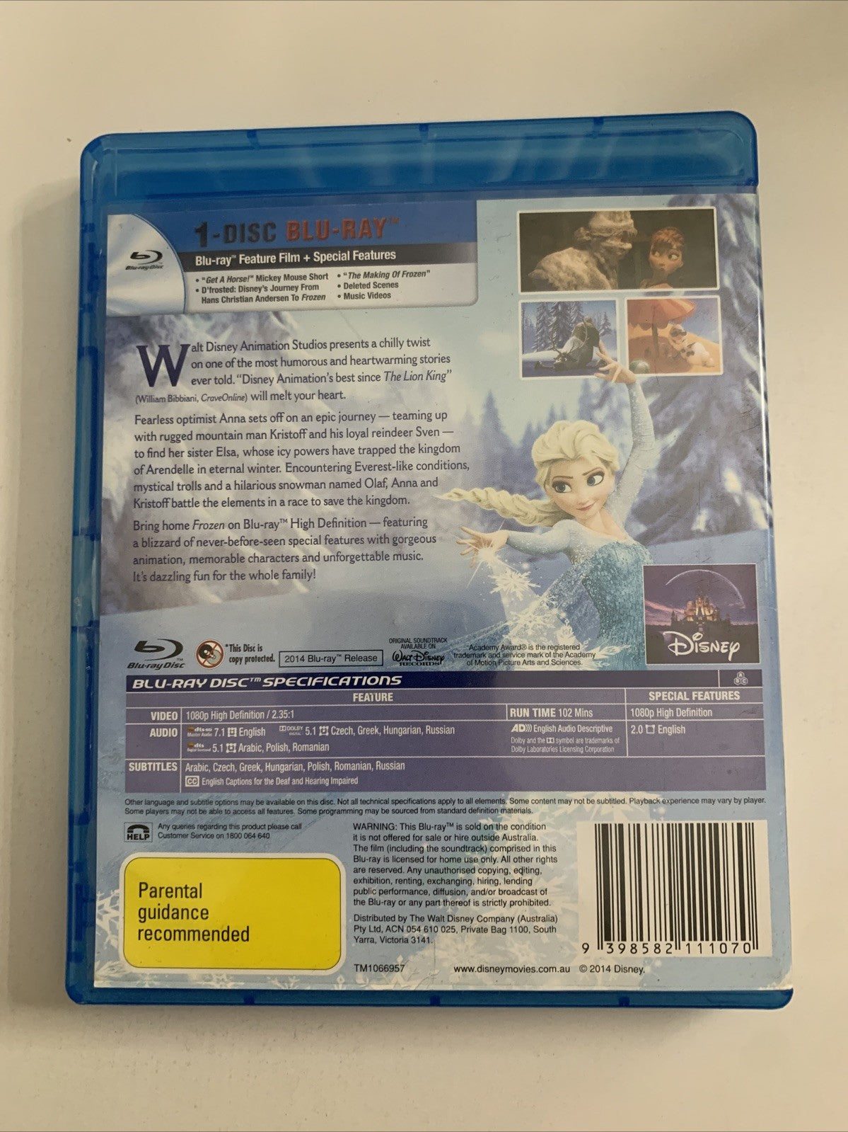 Frozen (Blu-ray, 2013) Disney Animated Movie All Regions