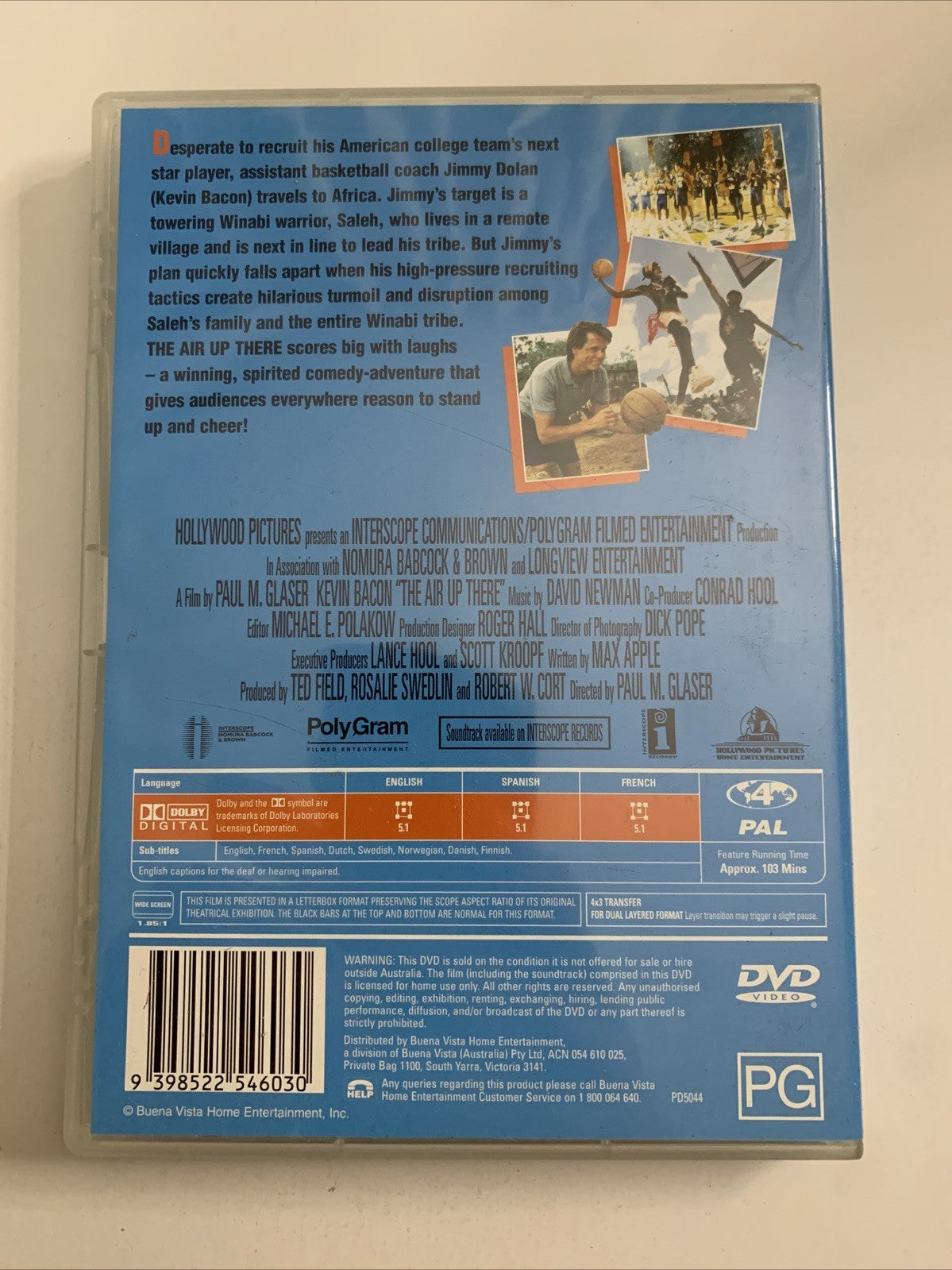 The Air Up There (DVD, 1993) Kevin Bacon Region 4