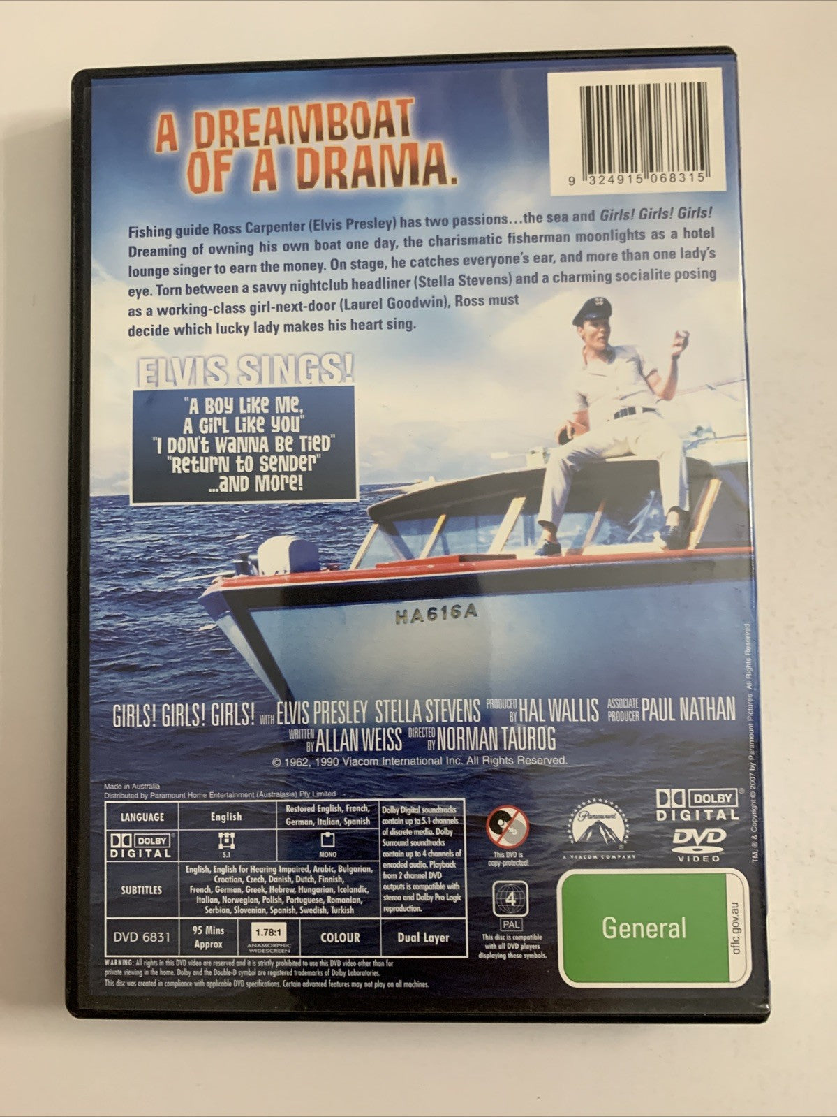 Girls! Girls! Girls! (DVD, 1962) Stella Stevens, Elvis Presley  Region 4