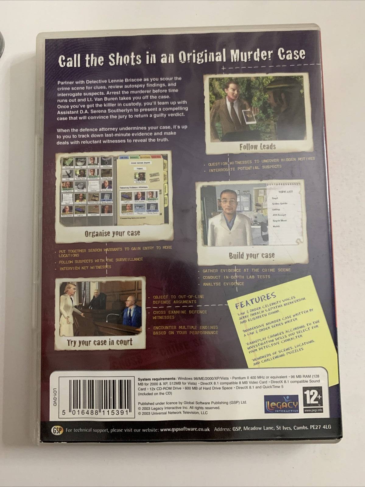 Law & Order: Dead On The Money PC CD-ROM Windows Detective Game