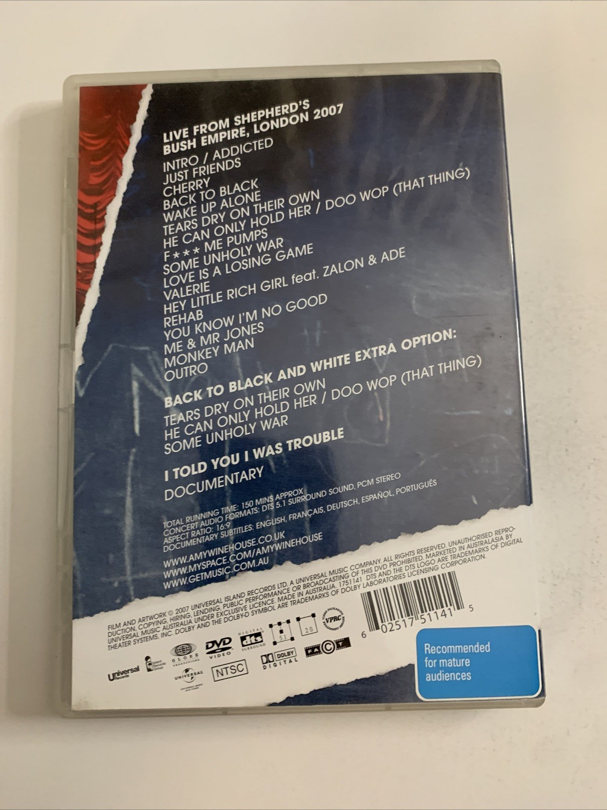 Amy Winehouse – I Told You I Was Trouble Live In London (DVD, 2007) All Regions